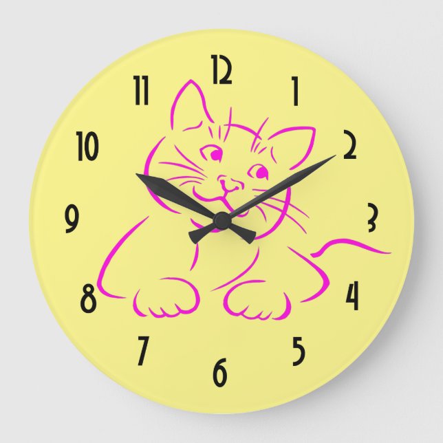 Grande Horloge Ronde Chat de Cute (Recto)