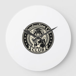 Grande Horloge Ronde Chat de fin d'études Chat drôle Graphique - Chat d