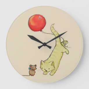 Grande Horloge Ronde Chat et souris adorables