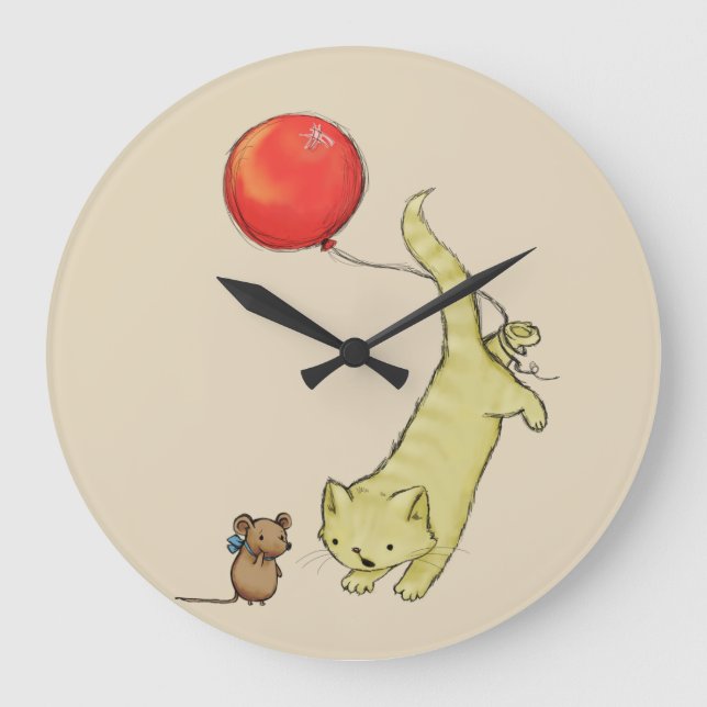Grande Horloge Ronde Chat et souris adorables (Recto)