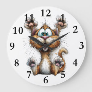 Grande Horloge Ronde chat fantaisiste