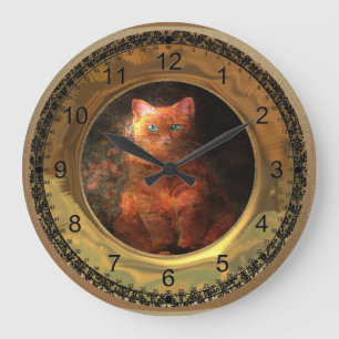 Grande Horloge Ronde Chat gras victorien