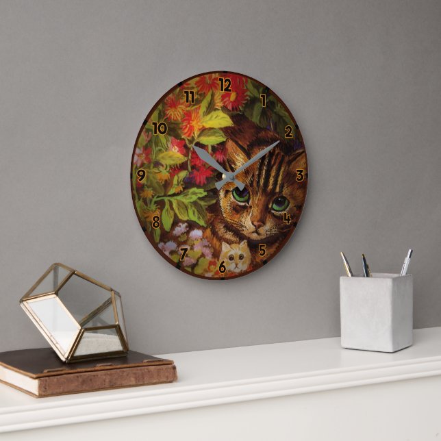 GRANDE HORLOGE RONDE CHAT-MÈRE ET CUISINE (Bureau)