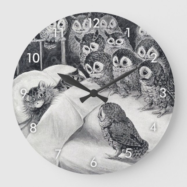 Grande Horloge Ronde Chat Nightmare Owl Bird, Louis Wain (Recto)