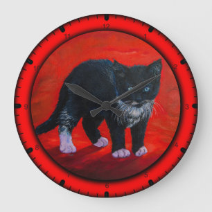Grande Horloge Ronde Chat noir