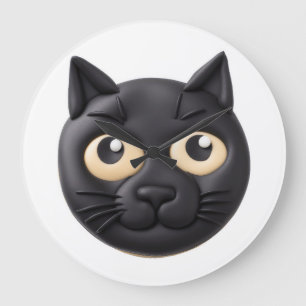 Grande Horloge Ronde Chat noir 3D inspiré
