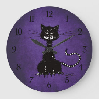 Grande Horloge Ronde Chat noir du Gothic
