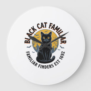 Grande Horloge Ronde Chat Noir Familier Vintage Sauvetage Halloween Des