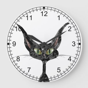 Grande Horloge Ronde Chat noir superstitieux