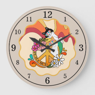 Grande Horloge Ronde Chat   Paix