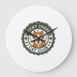 Grande Horloge Ronde Chat porte-bonheur POD Art Vector - Chat porte-bon