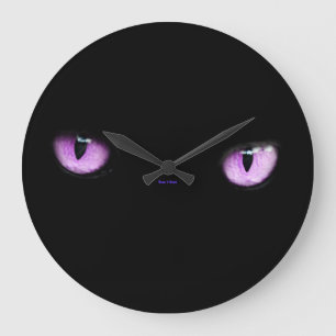Grande Horloge Ronde Chat pourpre unique frais élégant/Maison-de-Gros