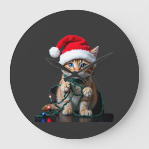 Grande Horloge Ronde Chat siamois Noël col V