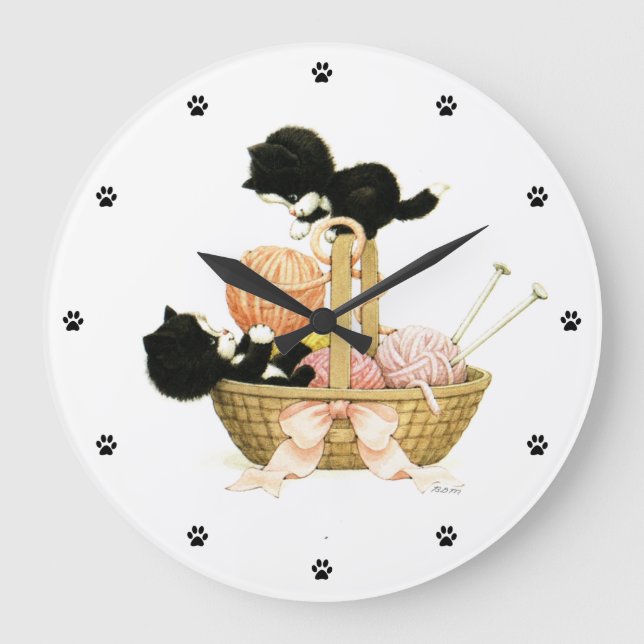 Grande Horloge Ronde Chatons dans le panier (Recto)