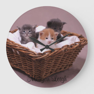 Grande Horloge Ronde Chatons dans un panier