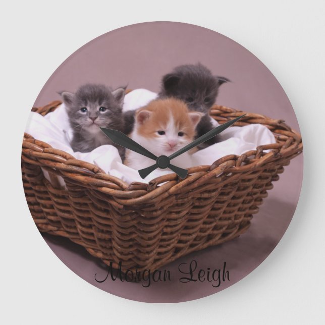 Grande Horloge Ronde Chatons dans un panier (Recto)