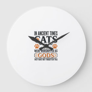 Grande Horloge Ronde Chats Anciens Drôles Adorés Comme Dieux Chemise Vi