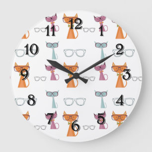 Grande Horloge Ronde Chats de hanche