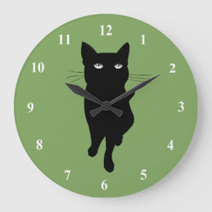 Grande Horloge Ronde Chatte gothique félin noir