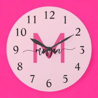 Chaud rose moderne Script Girl Monogramme Nom