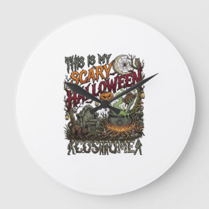 Grande Horloge Ronde Chaudière de costume d'Halloween effrayant Citroui