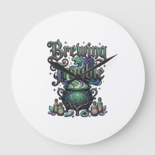Grande Horloge Ronde Chaudière Dragon de Brassage de Trouble Cristaux d