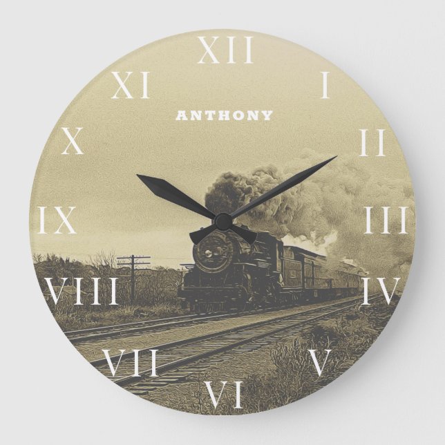 Grande Horloge Ronde Chauffage du moteur ferroviaire de la locomotive v (Recto)