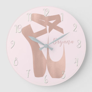 Grande Horloge Ronde Chaussons de Ballet Roses Personnalisés Ballerine 