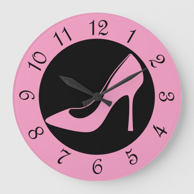 Grande Horloge Ronde Chaussure à talon rose (Recto)