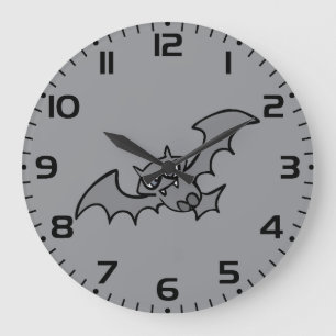 Grande Horloge Ronde Chauve-souris vampire maléfique kawaii effrayante