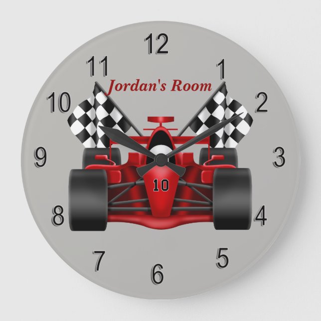 Grande Horloge Ronde Checkered Flag de Children (Recto)