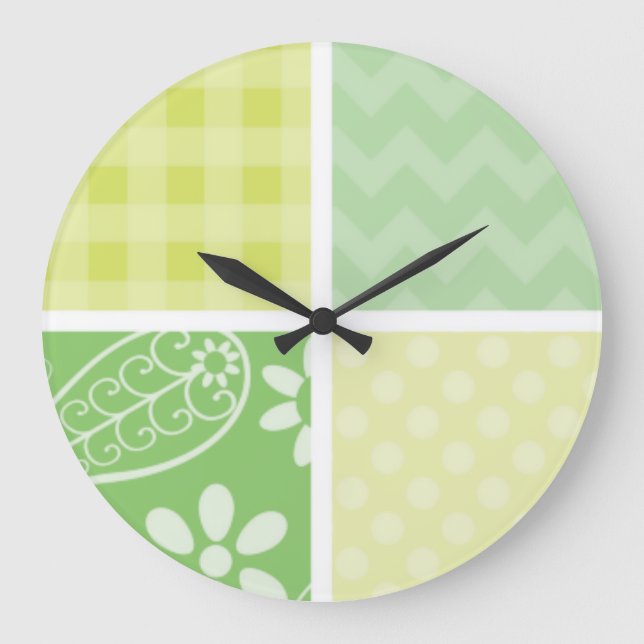 Grande Horloge Ronde Checkered Light Green and Yellow (Recto)
