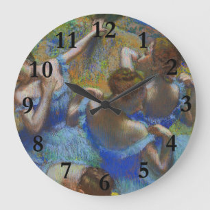 Grande Horloge Ronde Chef-d'œuvre d'art fin pastel Danseuses bleues de