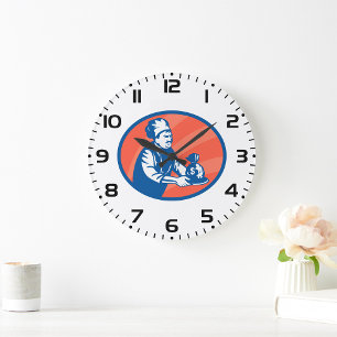 Grande Horloge Ronde Chef Holding Money Bag Restaurant Finance
