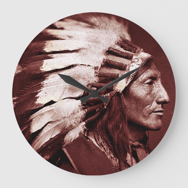 Grande Horloge Ronde Chef indien américain (Brown) (Recto)