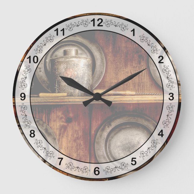 Grande Horloge Ronde Chef - Ustensiles - Dans le plateau (Recto)