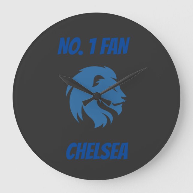 Grande Horloge Ronde Chelsea FC avec image de lion. Personnalisable . (Recto)
