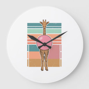 Grande Horloge Ronde Chemise à motif de girafe vintage à bulles_1