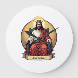 Grande Horloge Ronde Chemise chrétienne gravure vintage Christ le Roi