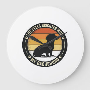 Grande Horloge Ronde Chemise Dachshund Sunset Design Vintage Amoureux d