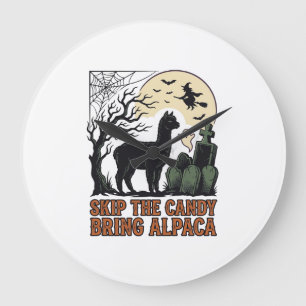 Grande Horloge Ronde Chemise d'alpaga Halloween Mignon Fantomatique Ani