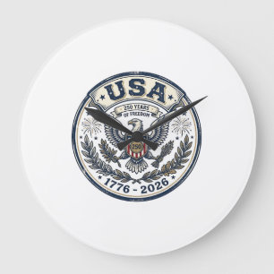 Grande Horloge Ronde Chemise de badge d'aigle vintage de liberté de 250