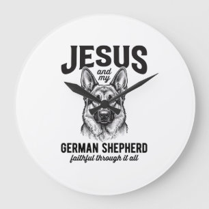 Grande Horloge Ronde Chemise de Berger Allemand de Foi pour l'Amour des