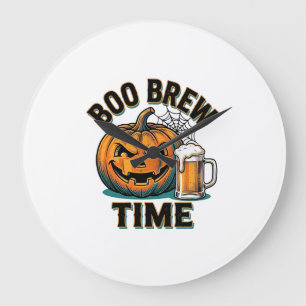 Grande Horloge Ronde Chemise de bière Halloween Vintage Pumpkin Party T