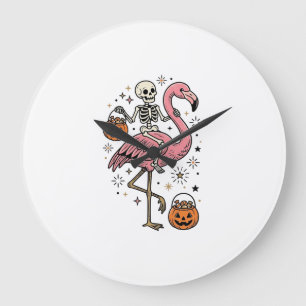 Grande Horloge Ronde Chemise de bonbons d'Halloween de flamant rose che