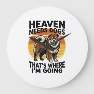 Grande Horloge Ronde Chemise de chien Chow Chow Heaven Hommage Vintage