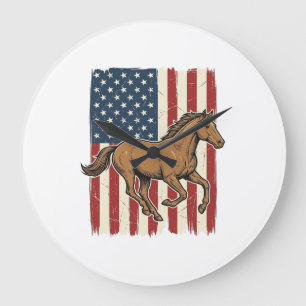 Grande Horloge Ronde Chemise de conception de drapeau patriotique de ch