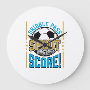 Grande Horloge Ronde Chemise de football vintage dribble passe tir scor