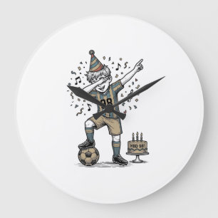 Grande Horloge Ronde Chemise de garçon de football d'anniversaire Dab G
