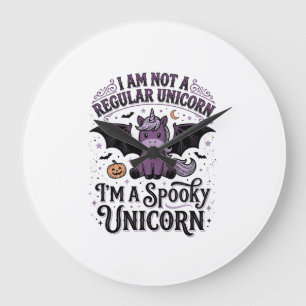 Grande Horloge Ronde Chemise de gravure vintage Halloween licorne effra